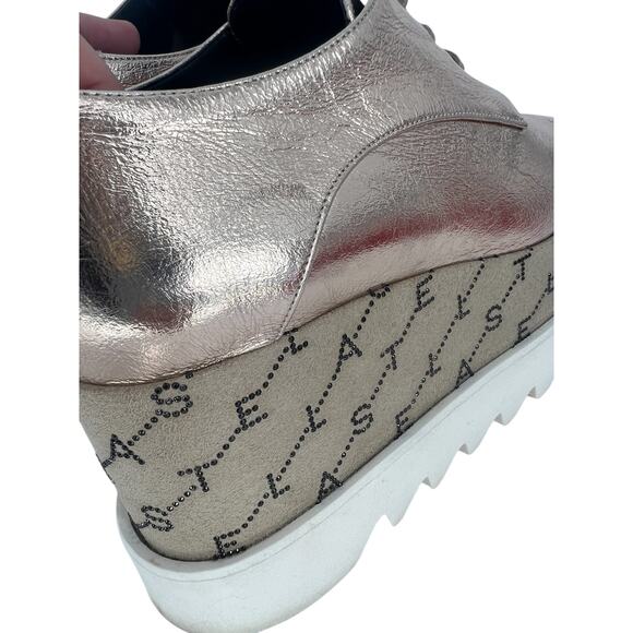 Stella McCartney Rose Gold Elyse Monogram Derbys - Picture 13 of 16